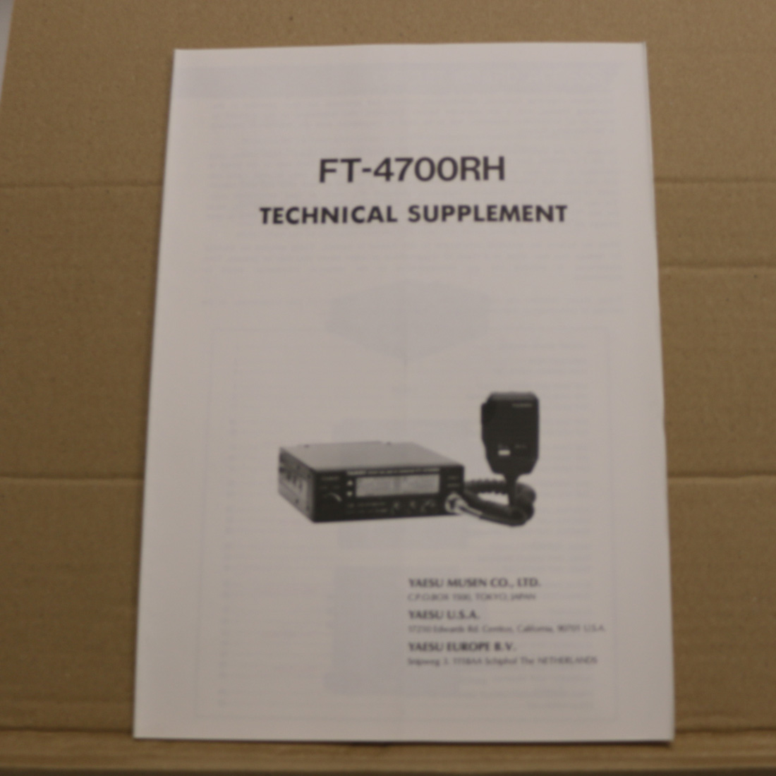 Yaesu FT-4700RH Technical Supplement
