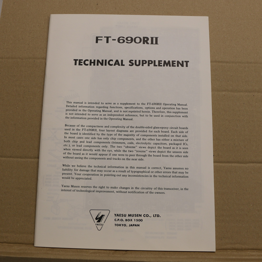 Yaesu FT-690R2 Technical Supplement