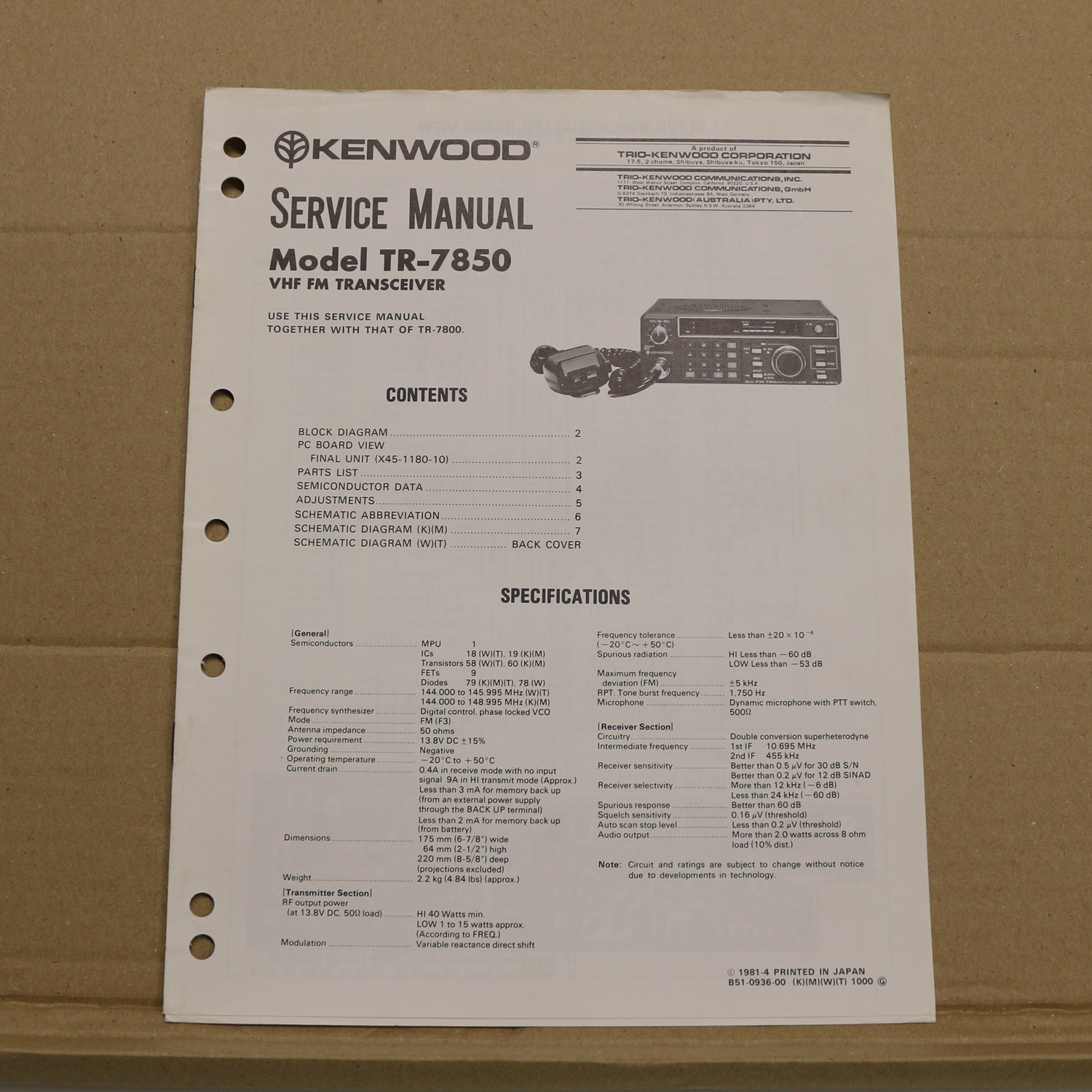 Kenwood TR-7850 Service Manual
