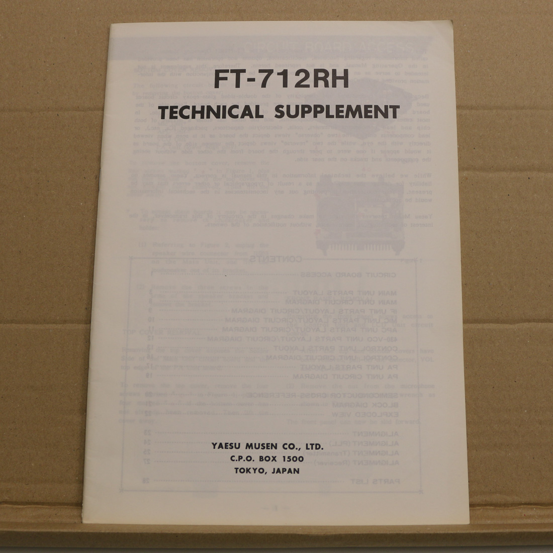 Yaesu FT-712RH Technical Supplement