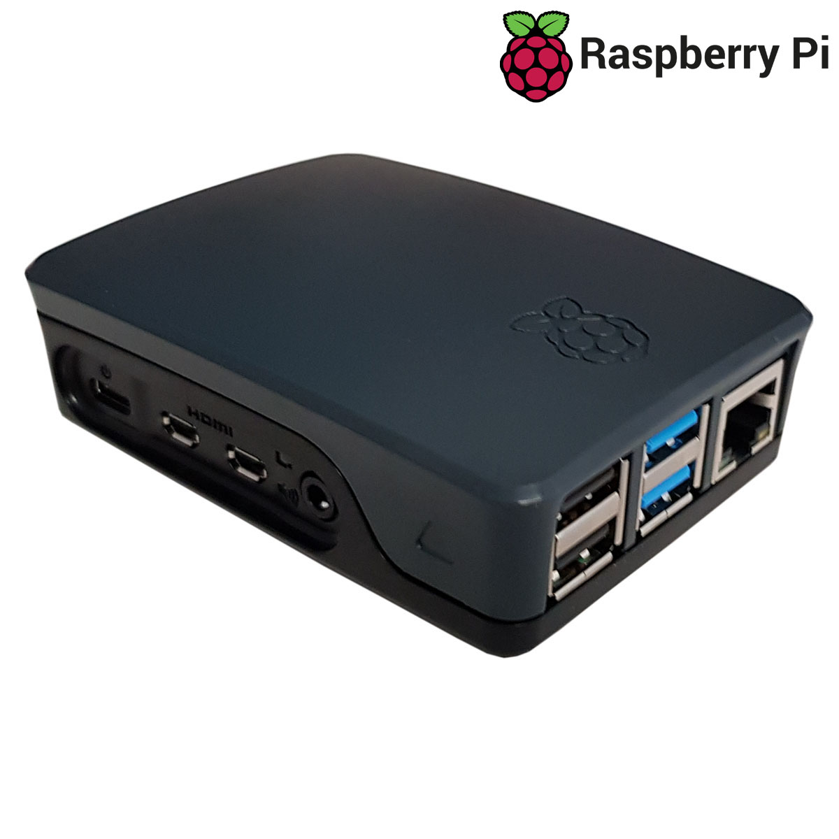 schwarz-grau-logo offizielles Raspberry Pi 4 Gehäuse (schwarz/grau)