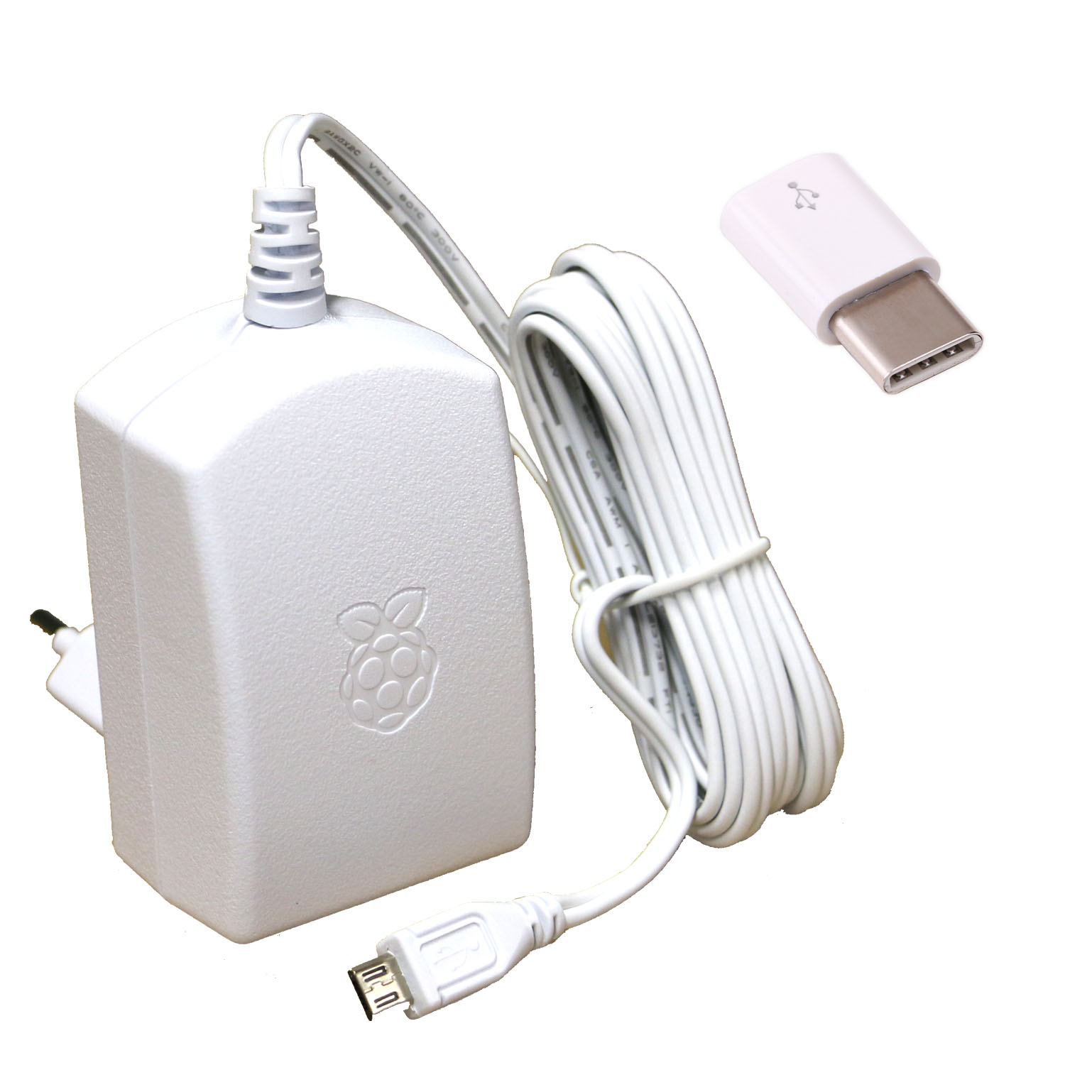 weiss offizielles Raspberry Pi Netzteil microUSB 5,1V / 2,5A weiß