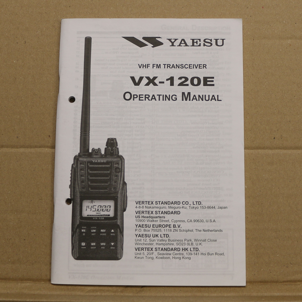 Yaesu VX-120E Operating Manual