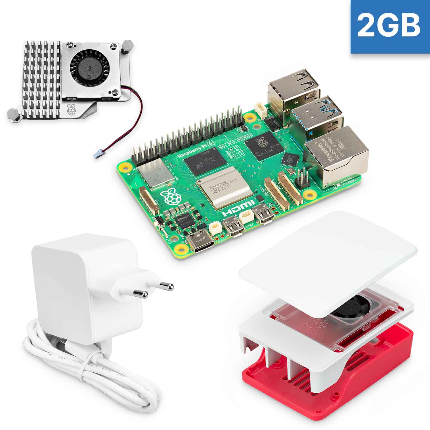 Raspberry Pi 5 "S-Bundle" weiß 2GB RAM 