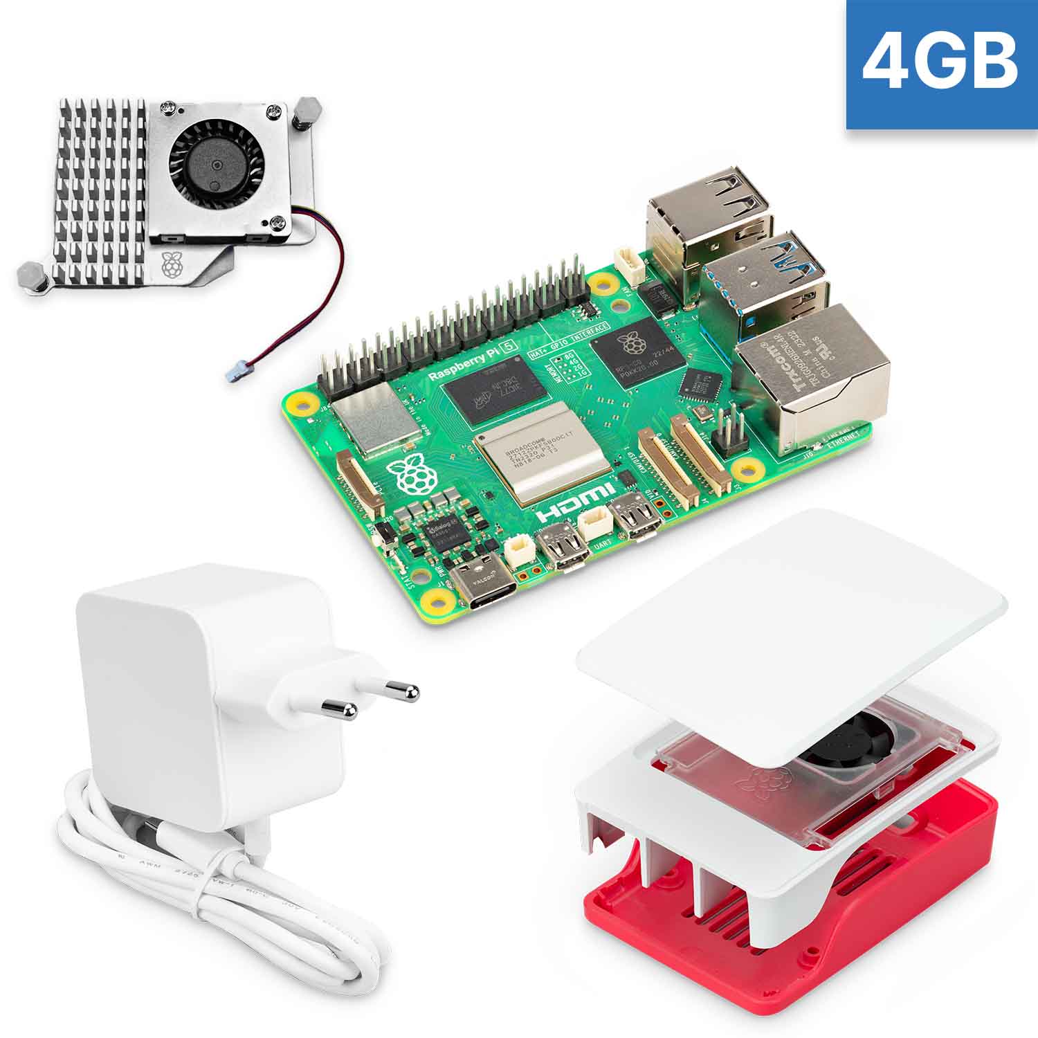 Raspberry Pi 5 "S-Bundle" weiß 4GB RAM  Raspberry Pi 5 "S-Bundle" weiß 4GB RAM