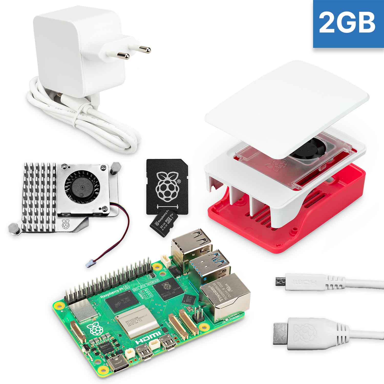 Raspberry Pi 5 Bundle weiß 2GB RAM