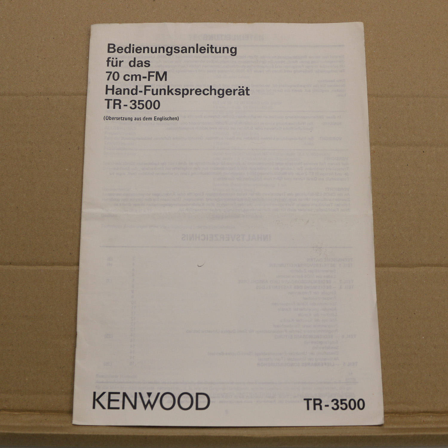 Kenwood TR-3500 Bedienungsanleitung