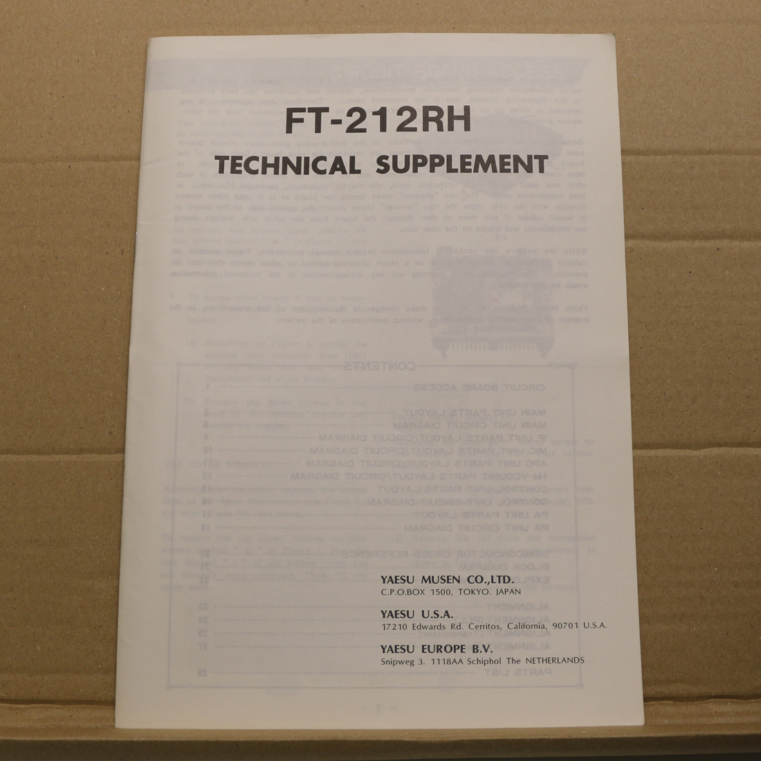 Yaesu FT-212RH Technical Supplement