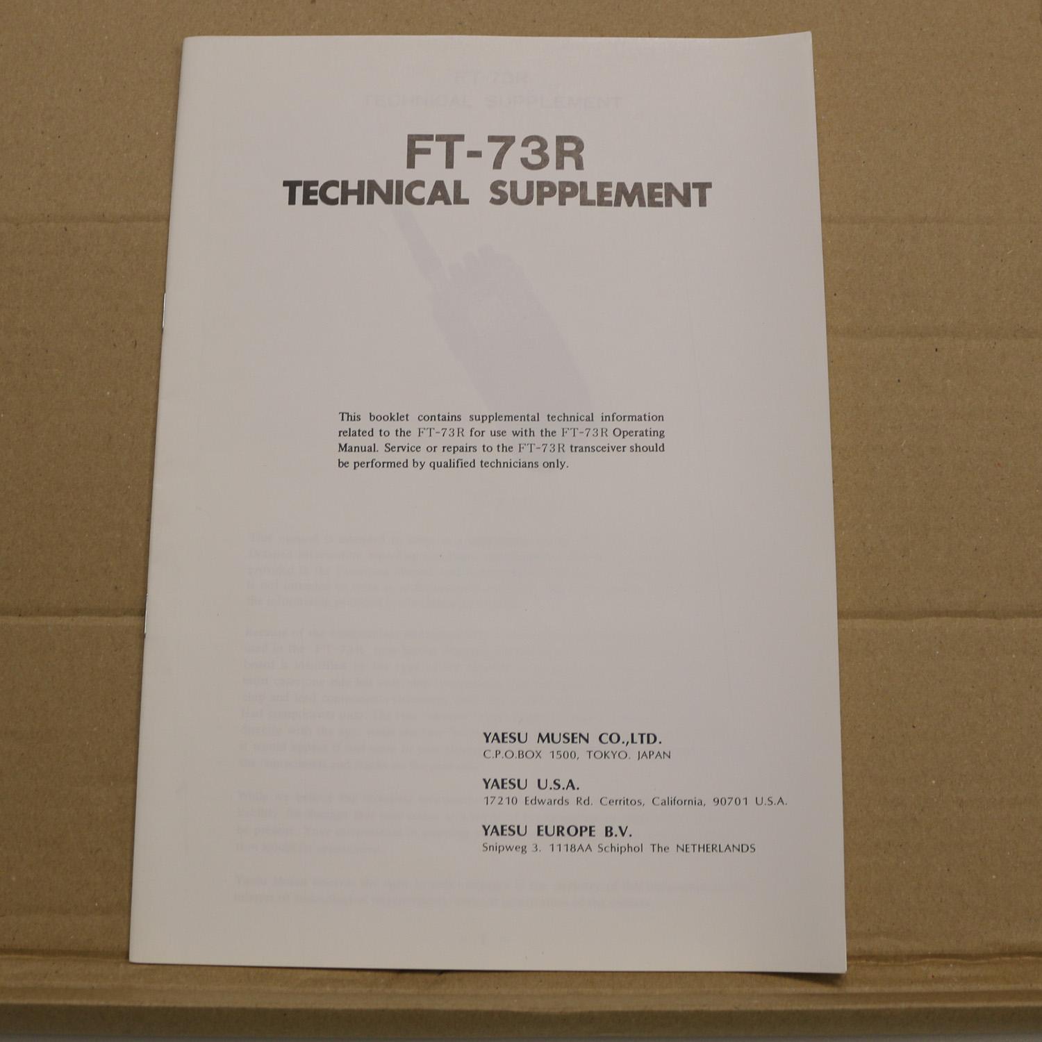 Yaesu FT-73R Technical Supplement