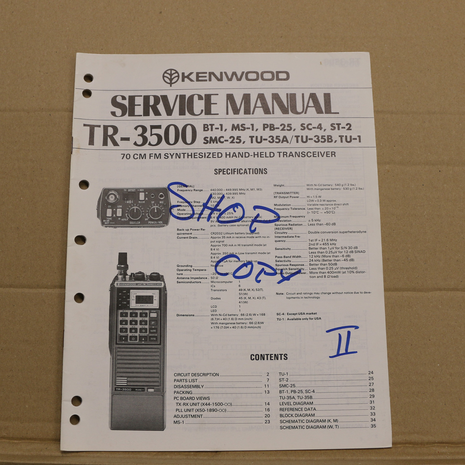 Kenwood TR-3500 Service Manual