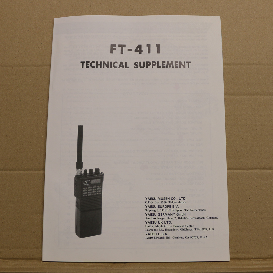 Yaesu  FT-411 Technical Supplement