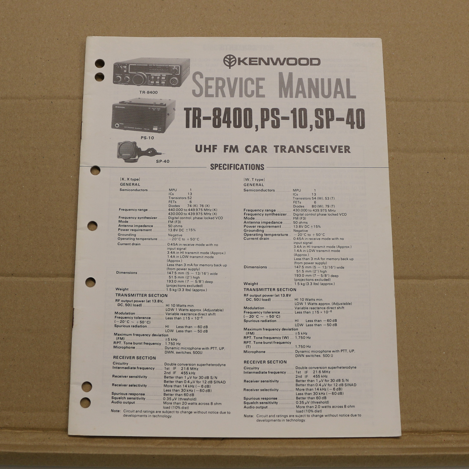 Kenwood TR-8400 - PS-10 - SP-40 Service Manual