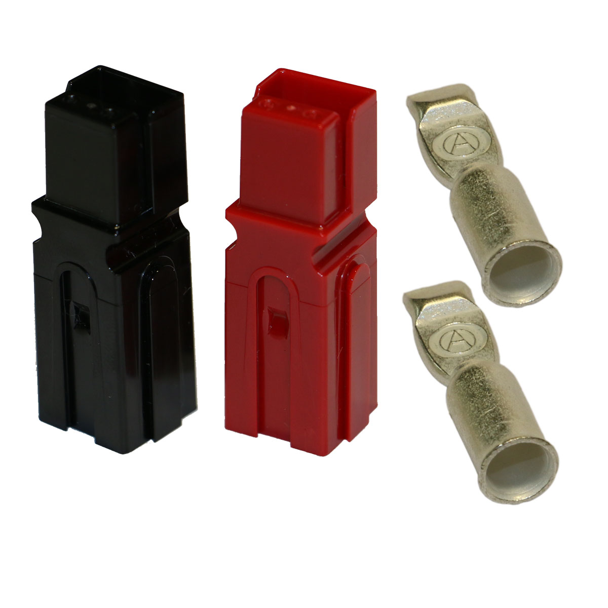 Anderson PowerPole® Serie PP75 Set (4-teilig): 2 x Gehäuse (rot+schwarz) und 2 x 75A Kontakte