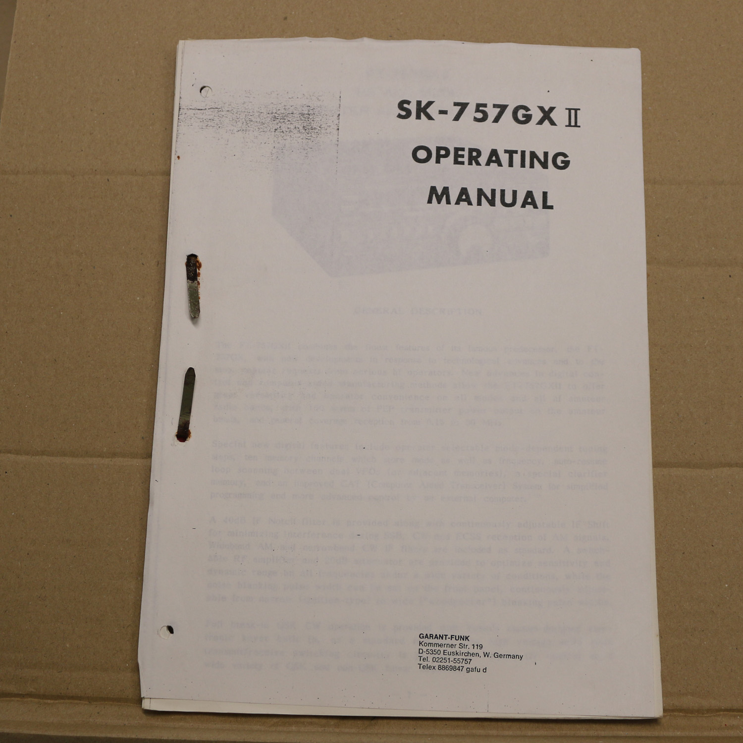 Yaesu SK-757GX II Operating Manual