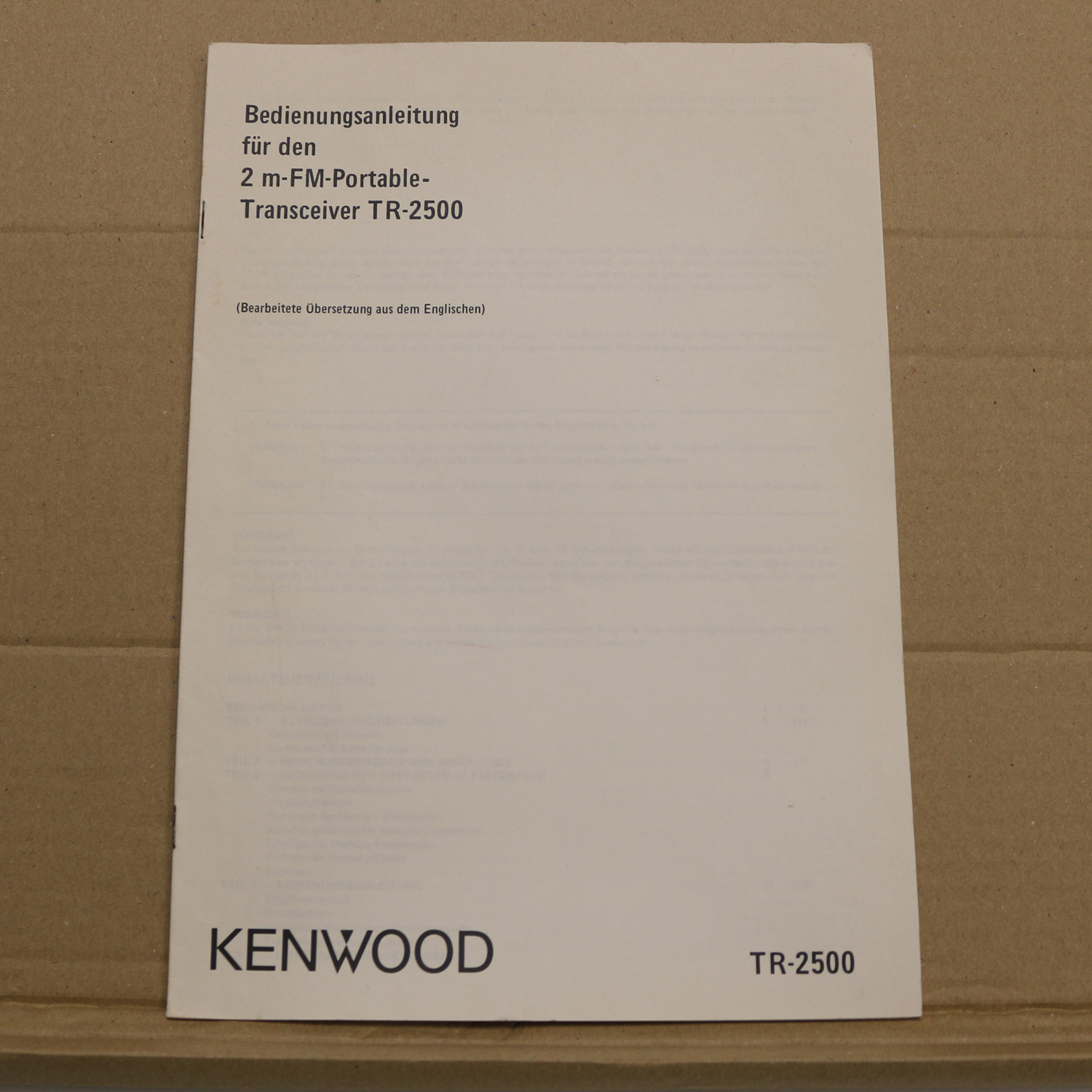 Kenwood TR-2500 Bedienungsanleitung